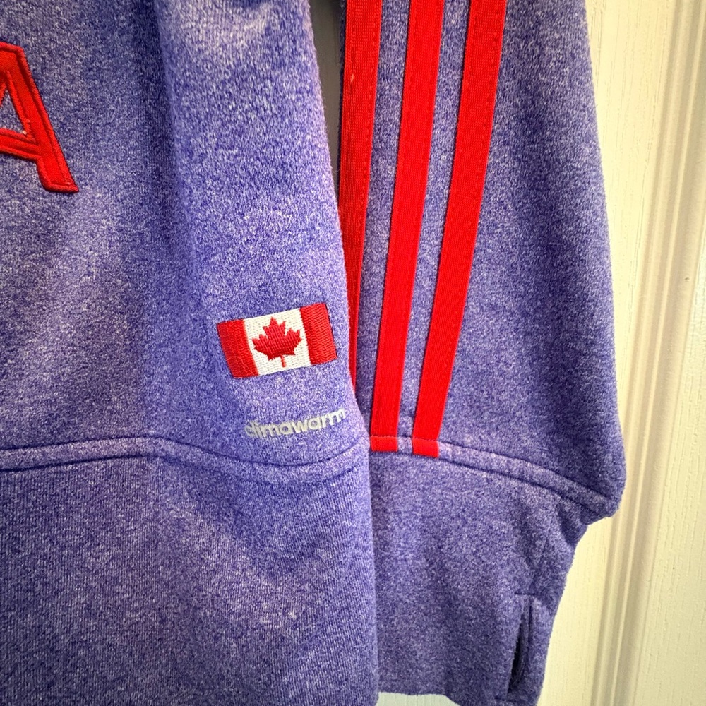 Adidas Blue Hoodie with Red Stripes - Picture 8 of 11